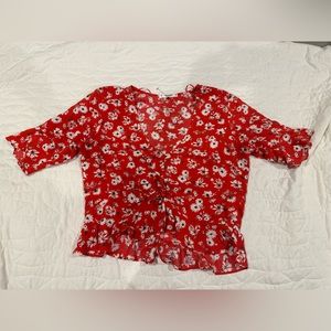 Red floral crop top